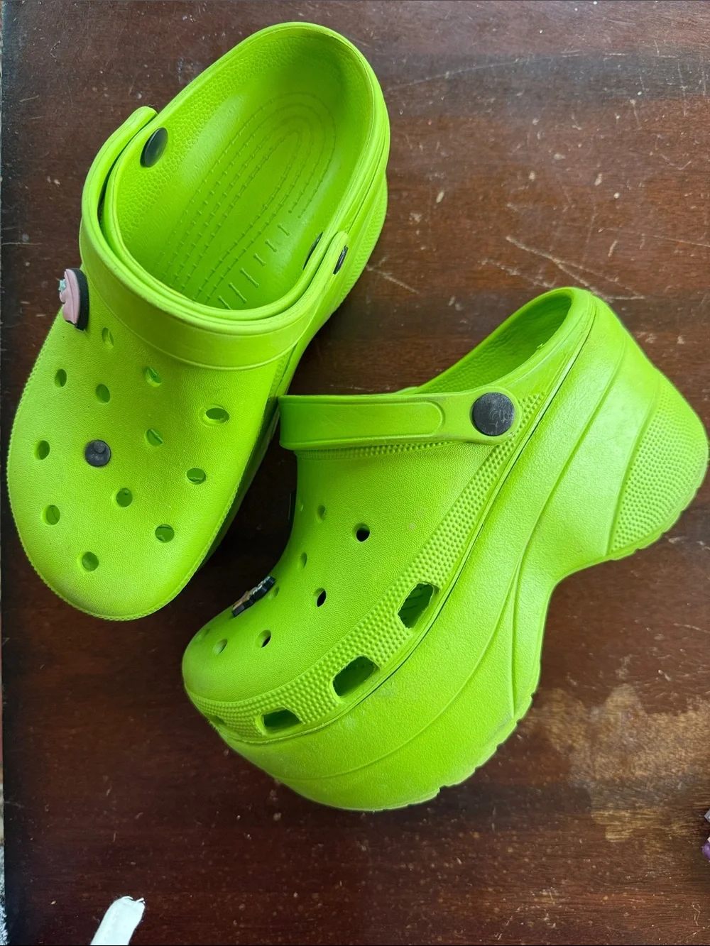 CROCS Women's Neon Lime Green Platform Clogs